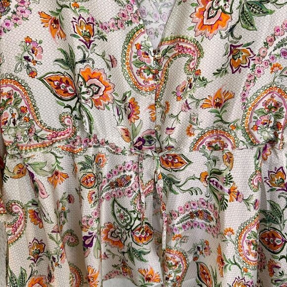 2/$30 Zara Woman Multi-Colour Printed Paisley Top Blouse Size Large - Picture 5 of 14